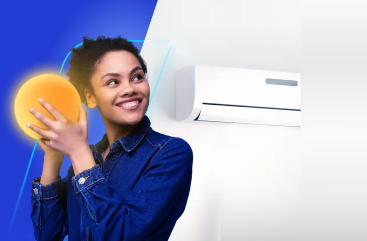 Uma mulher segurando uma bola representando o sol