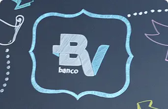 Arabescos com o logo do banco BV.